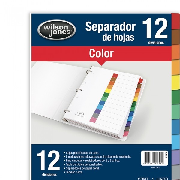 JUEGO SEPARADOR SNUM. CTA. 12 DIV. WILSON JONES 2458